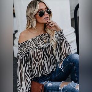 VICI Smocked Off The Shoulder Top